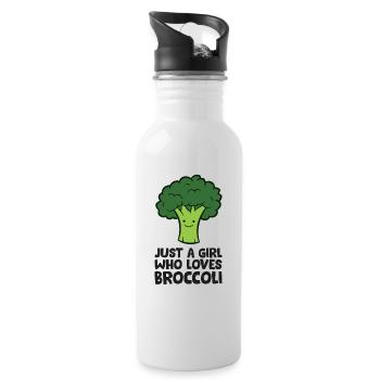Just a Girl Who Loves Broccoli - Water bottle with straw - white - Right