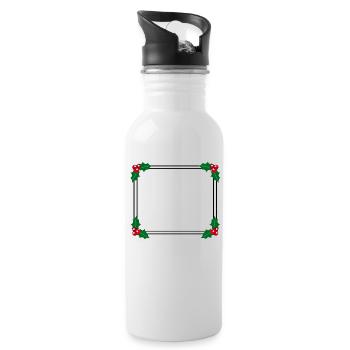 Winter frame with holly decoration - Water bottle with straw - white - Right