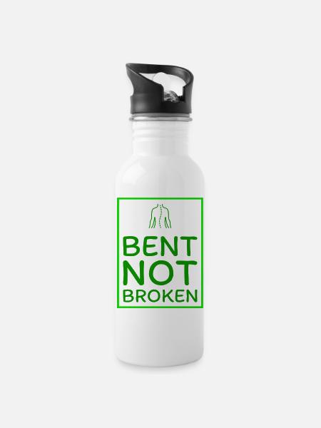 Bent not Broken lightgreen - Water bottle with straw - white