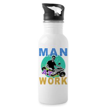 Dj Man at work - Water bottle with straw - white - Right