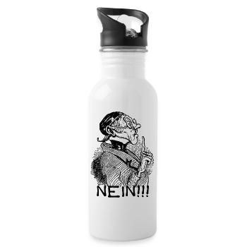 NEIN No | Wilhelm Busch Lehrer Lämpel - Trinkflasche mit integriertem Trinkhalm - Weiß - Rechts