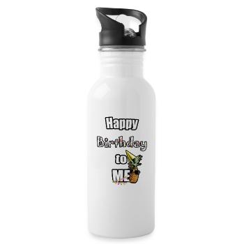 Today it says: Happy Birthday to ME ! - Water bottle with straw - white - Right