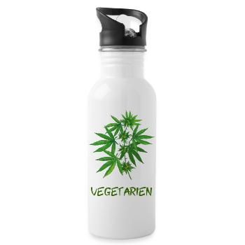 vegetarian cannabis - Water bottle with straw - white - Right
