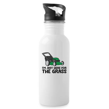 I'm Just Here For The Grass Lawn Mower Grass - Water bottle with straw - white - Right