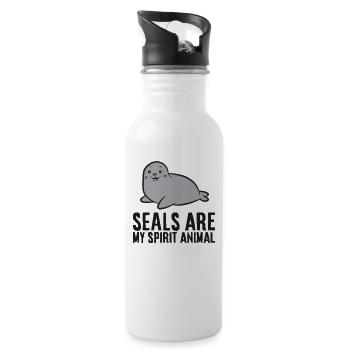 Seals Are My Spirit Animal Love Seals - Water bottle with straw - white - Right