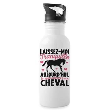 Cadeau Chevaux Equitation Je parle à mon Cheval - Gourde avec paille intégrée - blanc - Droite