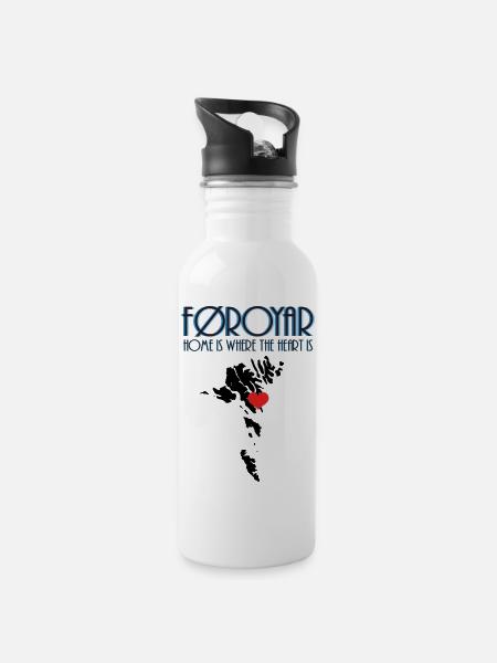 Føroyar - Water bottle with straw - white