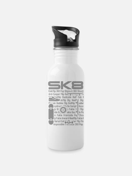 SK8 skate - Water bottle with straw - white