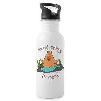 Capybara Meditation capybara funny saying - Water bottle with straw - white - Right