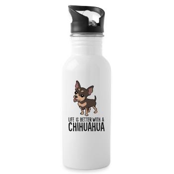 Chihuahua Owner Life Is Better With A Chihuahua - Water bottle with straw - white - Right