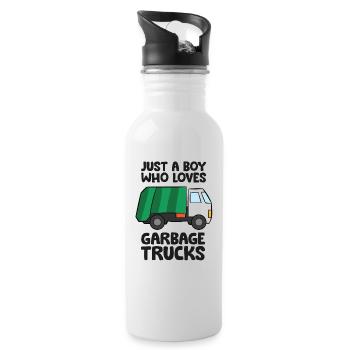 Just a Boy Who Loves Garbage Trucks - Water bottle with straw - white - Right