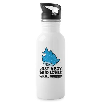 Juste un garçon qui aime les requins-baleines - Gourde avec paille intégrée - blanc - Droite