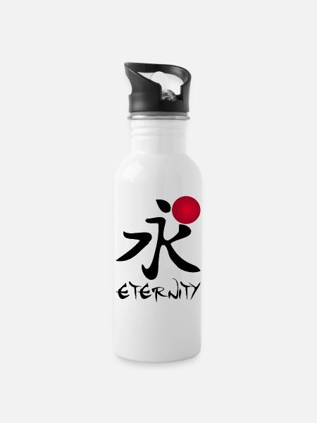 Le mot éternité en japonais (noir) - Gourde avec paille intégrée - blanc
