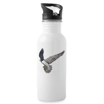 Vogel Fliegender Wanderfalke - Trinkflasche mit integriertem Trinkhalm - Weiß - Rechts