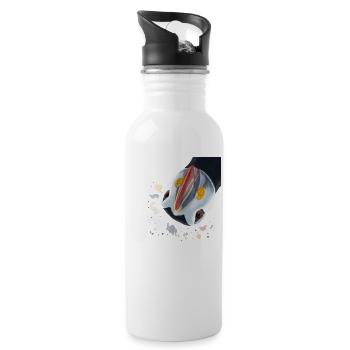 Neugieriger Vogel Papageientaucher - Trinkflasche mit integriertem Trinkhalm - Weiß - Rechts