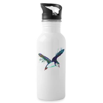 Splash Fliegender Vogel Papageientaucher - Trinkflasche mit integriertem Trinkhalm - Weiß - Rechts