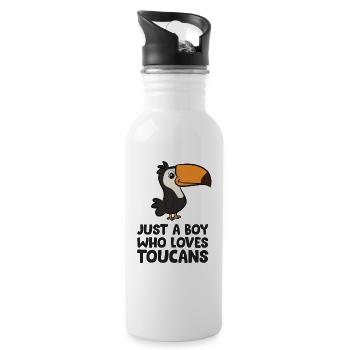 Just a Boy Who Loves Toucans Cute Toucan Bird - Water bottle with straw - white - Right