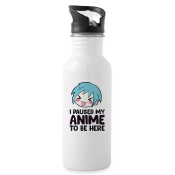 I Paused My Anime To Be Here Funny Animes - Water bottle with straw - white - Right