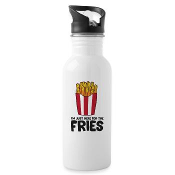 Ich bin nur wegen der Fritten hier Pommes Frites - Trinkflasche mit integriertem Trinkhalm - Weiß - Rechts