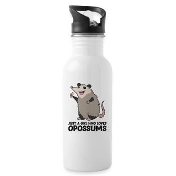 Juste une fille qui aime les opossums - Gourde avec paille intégrée - blanc - Droite