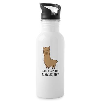 I Just Really Like Alpacas, OK? Funny Llama - Water bottle with straw - white - Right