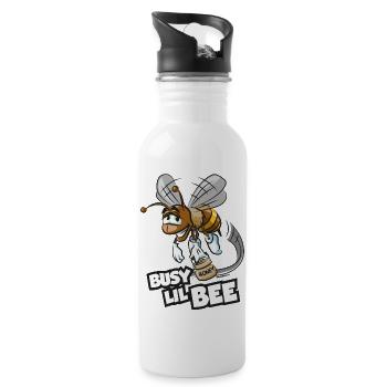 Busy little Bee - Fleißiges Bienchen mit Honig - Trinkflasche mit integriertem Trinkhalm - Weiß - Rechts