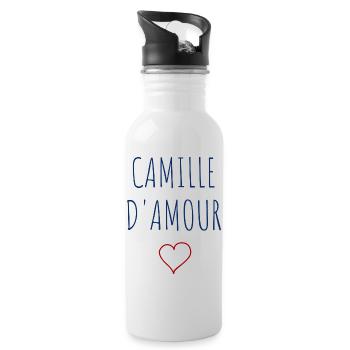 CAMILLE d'amour - COEUR - Gourde avec paille intégrée - blanc - Droite