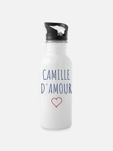 CAMILLE d'amour - COEUR - Gourde avec paille intégrée - blanc