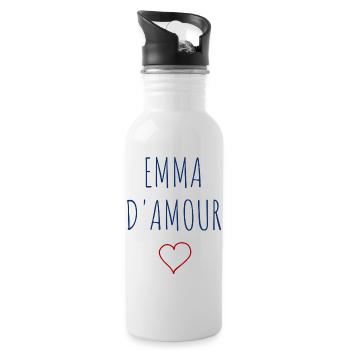 EMMA d'amour - COEUR - Gourde avec paille intégrée - blanc - Droite