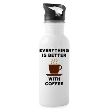 Everything is better with coffee - Water bottle with straw - white - Right