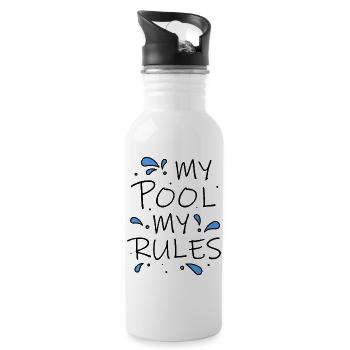 My Pool My Rules! cooler lustiger Spruch - Trinkflasche mit integriertem Trinkhalm - Weiß - Rechts