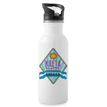 Kreta Griechenland Sonnen-Design - Trinkflasche mit integriertem Trinkhalm - Weiß - Rechts