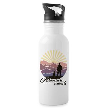 Adventure Awaits - Trinkflasche mit integriertem Trinkhalm - Weiß - Rechts