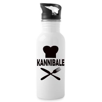 Kannibale - T-Shirt Design schwarz - Trinkflasche mit integriertem Trinkhalm - Weiß - Rechts