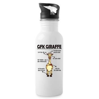 Gewaltfreie Kommunikation Giraffe Herz - Trinkflasche mit integriertem Trinkhalm - Weiß - Rechts