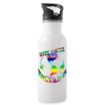 with heart and tolerance World - Water bottle with straw - white - Right