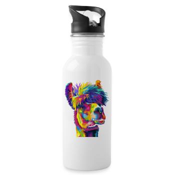 Daring Rainbow Llama - Water bottle with straw - white - Right