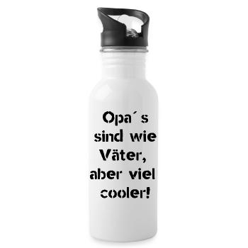 Opa Vater Großvater cool Spruch lustige Sprüche - Trinkflasche mit integriertem Trinkhalm - Weiß - Rechts