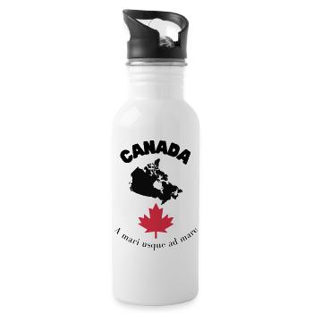 KANADA mit Karte & Motto - Trinkflasche mit integriertem Trinkhalm - Weiß - Rechts