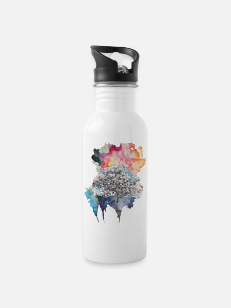 Explosion de couleur - Gourde avec paille intégrée - blanc