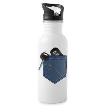 Clé de voiture avec télécommande dans votre poche - Gourde avec paille intégrée - blanc - Droite