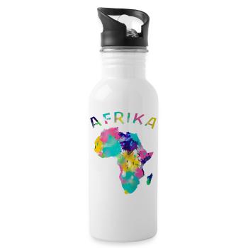 Afrika bunt - Trinkflasche mit integriertem Trinkhalm - Weiß - Rechts