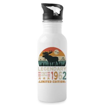 1962 legendary anniversary born in 1962 - Water bottle with straw - white - Right