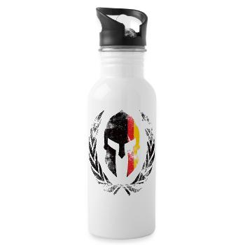 Spartaner Helm Deutsche Flagge - Trinkflasche mit integriertem Trinkhalm - Weiß - Rechts