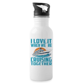 I love it when we cross together - Water bottle with straw - white - Right