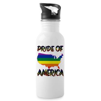 pride america queer schwul lesbisch liebe bi trans - Trinkflasche mit integriertem Trinkhalm - Weiß - Rechts