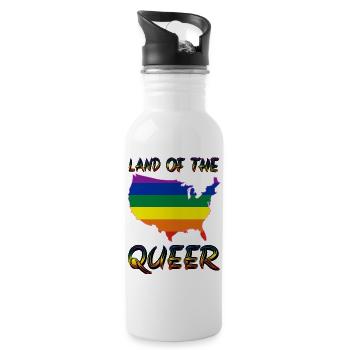 pride america queer gay lesbienne love bi trans - Gourde avec paille intégrée - blanc - Droite
