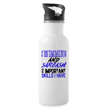 Schwimmer-Geschenkideen Schwimmen und Sarkasmus 2 - Trinkflasche mit integriertem Trinkhalm - Weiß - Rechts