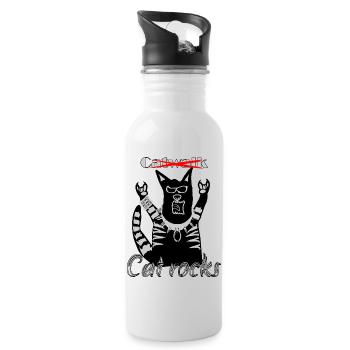 Funny Cat Rocks Heavy Metal Festival Motif - Water bottle with straw - white - Right