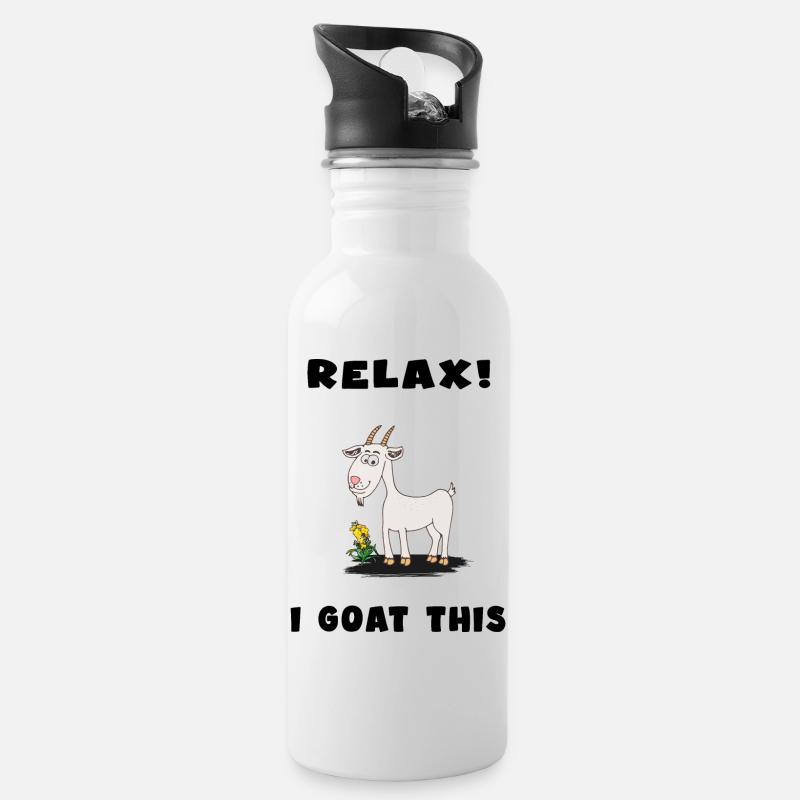 ziegenbock dorfleben ziege "i goat this" - Trinkflasche mit integriertem Trinkhalm - Weiß